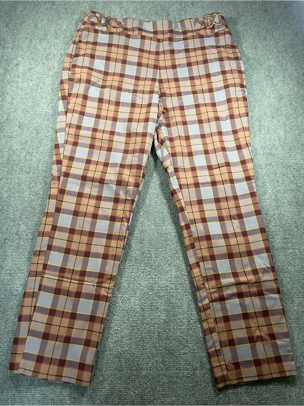 Cato Women's Plaid Ankle Pants in Brown, Tan & Cream